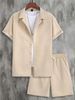 Men's Clothing New Men's Short Sleeved Cardigan Lapel Shirt Suit Men's Fashion Trend_viptrois.com