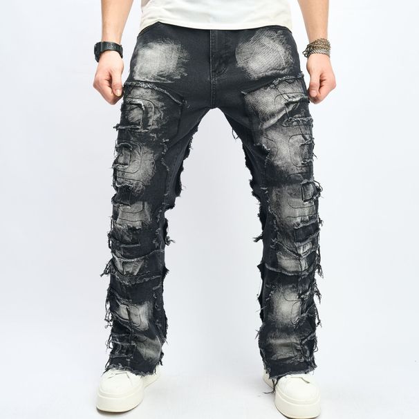 Men's Clothing Slim Fit Bootcut Trousers Men's Hip Hop High Street Men's Jeans_viptrois.com