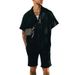 Men's Clothing Streetwear Graphic Print T-Shirt & Shorts Set - Men's Summer Casual Outfit (Black/Blue/Green)_viptrois.com