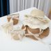:Fashion Girls Straw Tourism Flower Children Sun Hat And Bag Set Baby Outdoor Wide Brim Bucket Hats For Kid_viptrois.com