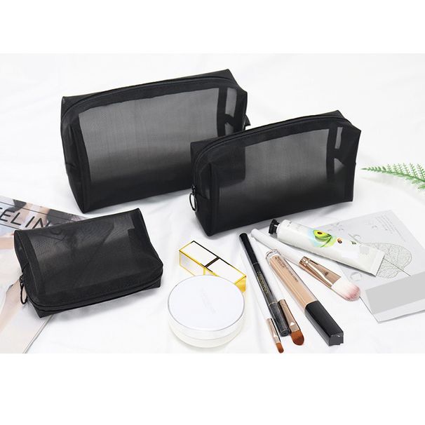 Storage Bags Simple Portable Nylon Mesh Cosmetic Bag Portable Large Capacity Waterproof Travel Cosmetic Storage Bag Lipstick Bag Trendy_viptrois.com