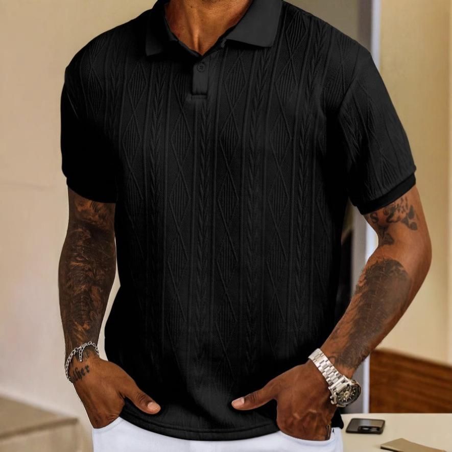 Men's Clothing Fashion Texture Shirt Loose Short Sleeved T Shirt Tops_viptrois.com