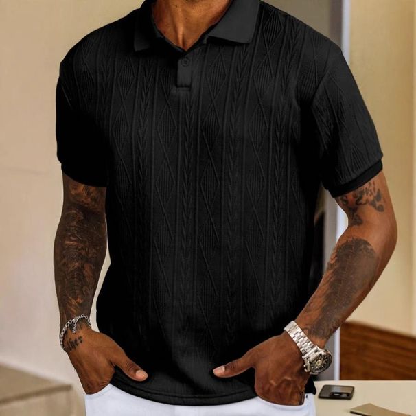 Men's Clothing Fashion Texture Shirt Loose Short Sleeved T Shirt Tops_viptrois.com