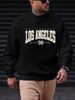 Men's Loose Casual Fashion Los Angeles Letter Pattern Printed Round Neck Long Sleeved Sportswear For Autumn And Winter_viptrois.com
