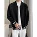 Autumn And Winter Fashion Casual Loose Sweater, Simple Striped Splicing Zipper Knit Cardigan_viptrois.com