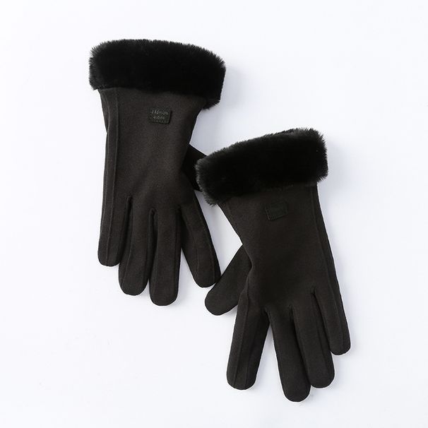 Warm gloves autumn and winter plus velvet thickened hair mouth outdoor cycling driving sports touch screen simple de velvet gloves women_viptrois.com