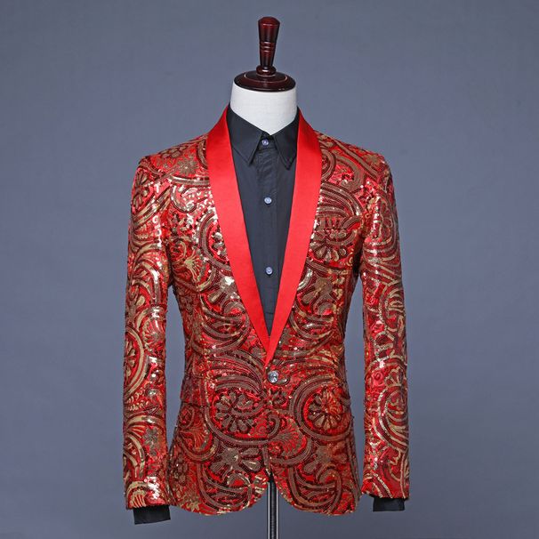 Men's Clothing green collar jacket, nightclub singer host, Korean style studio photo suit with bow tie_viptrois.com