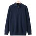Men's Slim Fit Tencel Knit Sweater With Half-Zip Collar, Breathable & Comfortable Pullover For Autumn/Winter, Casual White Knit Top For Urban Style_viptrois.com