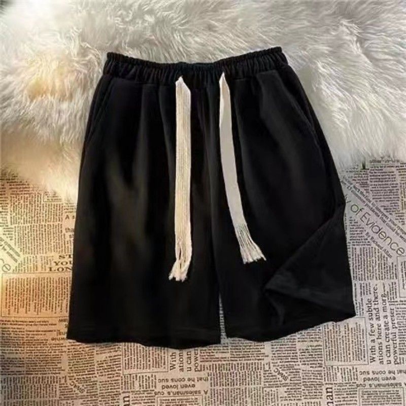 Men's Clothing Pure Cotton Sports Shorts Trend Loose Five Point Pants Solid Color Versatile Drawstring Casual Sweatpants_viptrois.com
