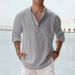 Men's Long-Sleeve Cotton Shirt – Relaxed Fit Stand Collar Pullover For Casual & Sporty Looks (S-5XL) – Breathable Long-Staple Fabric_viptrois.com