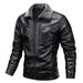 Men's jacket with fleece thickened simple fur one large size leather coat_viptrois.com