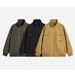 Men's Clothing Oversized Workwear Jacket - 100% Cotton Stand Collar Coat With Multi-Pockets, American Vintage Style For Autumn & Spring_viptrois.com
