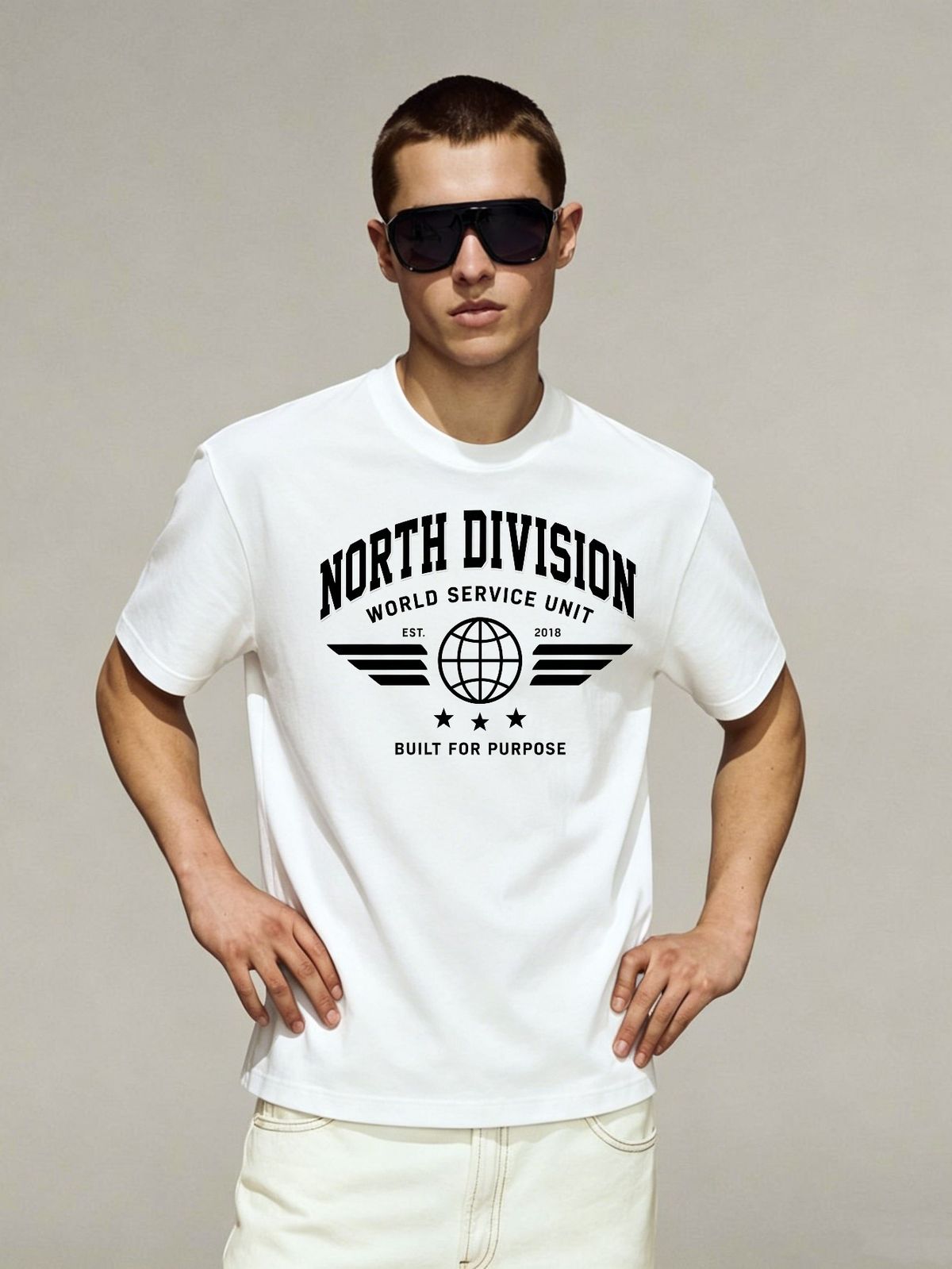 Vintage Oversized North Division Graphic T-Shirt Men's Casual Streetwear Tee_viptrois.com