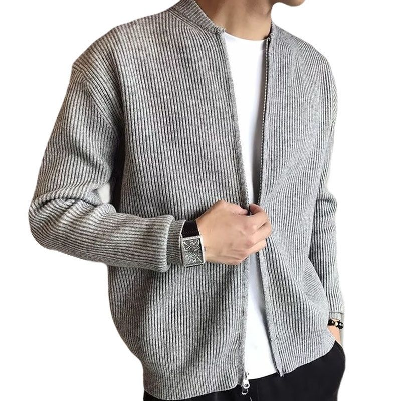 Pure Hot-Selling European Plus Size Sweater Knitwear Men's Cardigan Jacket Warm Slim Fit Business Factory Cross-Border_viptrois.com