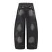 Men's Clothing American High Street Splicing Destruction Machete Jeans Women's Summer New Loose Wasteland Style Tattered Wide Leg Trousers Trend_viptrois.com