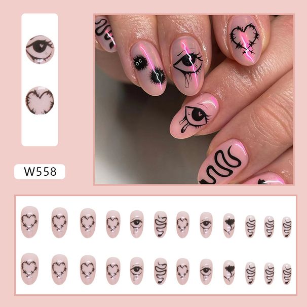 Nails Art & Tools Oval Long Round Head Aurora Nail Art Black Sweet Cool Thorns Love Rose False Nail Wear Armor_viptrois.com