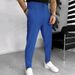 Men's Clothing New Men's Casual Drawstring Solid Color Waffle Sports Trousers_viptrois.com