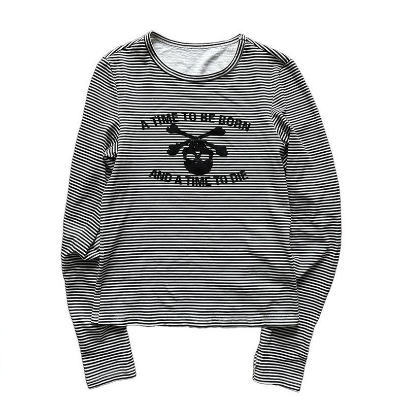 Men's Clothing Retro High Street Color Matching Long Sleeved Pullover Printed Sweatshirt Hoodie Round Neck Long Sleeved Striped Printed T Shirt_viptrois.com