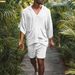 Men's Clothing Men's Cotton And Linen Loose Casual Suit Holiday Clothing Cotton And Linen T Shirt Shorts Suit_viptrois.com