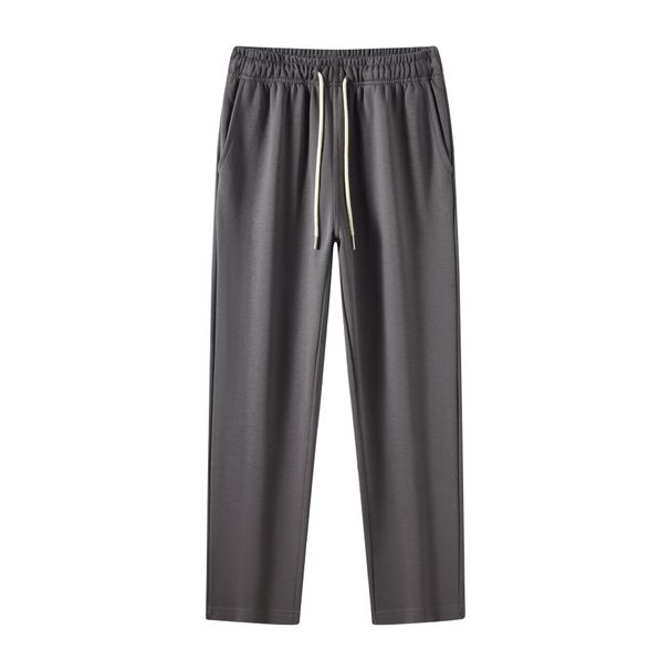 Men's Heavyweight Terry Cloth Sweatpants Trendy Retro Sporty Loose Straight Leg Drawstring Casual Bottoms 340G_viptrois.com