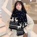 Christmas Scarf For Women - Extra Long & Warm Knitted Scarf With Festive Snowflakes, Bells & Santa Claus, Soft Faux Fur Winter Scarf_viptrois.com