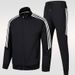 Men's Sportswear Set - Classic 3-Stripe Track Jacket & Jogger Pants, Cotton-Blend Comfort For School & Casual Wear_viptrois.com