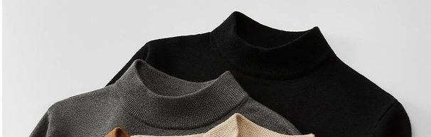 Men's Japanese Style Slim Fit Sweater – Mid Neck Knit Pullover (White/Dark Gray/Black/Apricot/Brown, M-4XL)_viptrois.com
