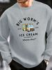 Men's Loose Casual And Fashionable BIG WORM'S Letter Pattern Printed Round Neck Long Sleeved Sweatshirt Suitable For Autumn And Winter Wear_viptrois.com