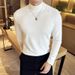 Brushed T-Shirt For Men, And Winter New Half High Collar Solid Color Slim Fit Base Shirt, Cotton Comfortable Casual_viptrois.com