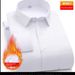Pulse Pulse Winter Fleece-Lined Thicked White M's Long Sleeve Business Professional Formal Wear Non-Iron Warm Pocket Shirt For_viptrois.com