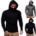 Men's Performance Hooded Turtleneck – Slim Fit Long Sleeve Base Layer With Face Mask, Gym & Streetwear Essential (Grey/Black)_viptrois.com