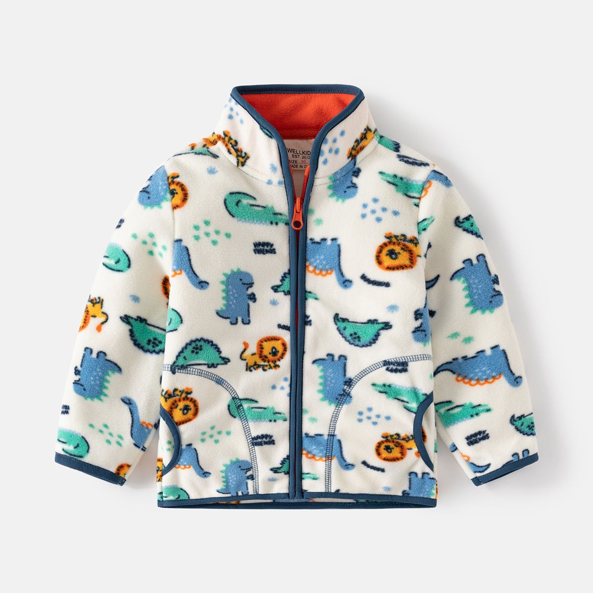 XUANMU Boys Girls Padded Jacket Outside Cartoon Dinosaur Toddler Zipper Standing Collar Jacket XB093_viptrois.com