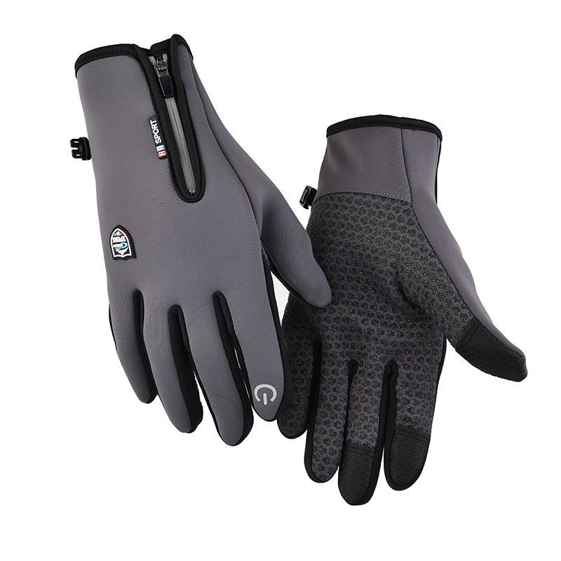 Cycling Gloves Fur Zipper Gloves Plus Velvet Thick Waterproof Windproof Men And Women Warm Gloves Autumn And Winter Cycling Skiing Driving_viptrois.com