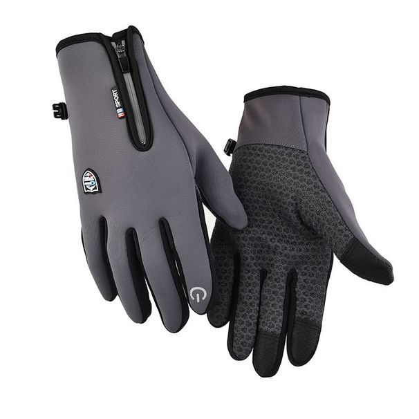 Cycling Gloves Fur Zipper Gloves Plus Velvet Thick Waterproof Windproof Men And Women Warm Gloves Autumn And Winter Cycling Skiing Driving_viptrois.com