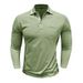 Men's Lapel Button T Shirt Long Sleeve Polo Shirt_viptrois.com