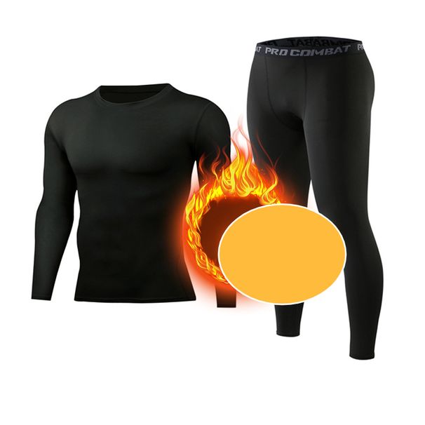 Men's clothing Fitness clothes for men autumn and winter plus fleece running long sleeve set gym quick drying_viptrois.com
