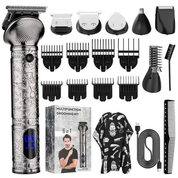 Beard Trimmer for Men, Cordless Hair Clippers, Electric Razor Shavers, Shaving Kit for Mustache Body Nose Ear Hair Facial, 6 in 1 Beard kit for Father_viptrois.com