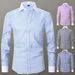 Men's Clothing Spring And Summer New Shirt Men's Iron Free Long Sleeved Shirt Hot Selling Solid Color Striped Inch Shirt_viptrois.com