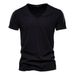 2025 Summer Popular Men's New Pure Color Slub Cotton V-neck Short-sleeved Shirt_viptrois.com