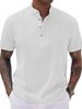 2025 European And American Men's Semi-cardigan T-shirt Summer Striped Short-sleeved Casual Business Top_viptrois.com