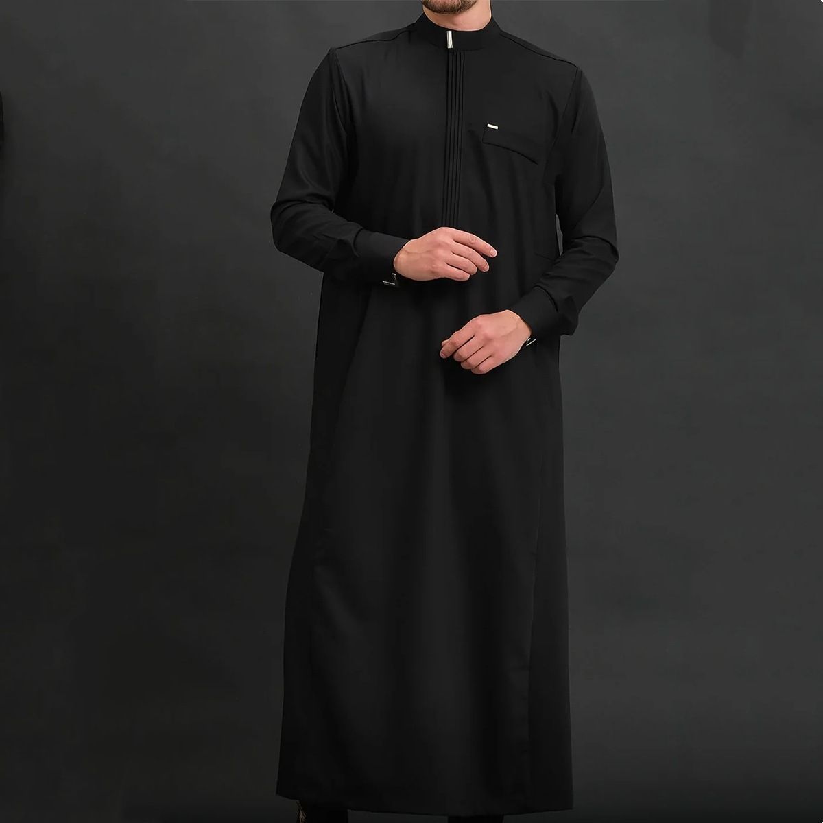 Men's Clothing Men's Robe Solid Color Loose Small Stand Collar Design_viptrois.com
