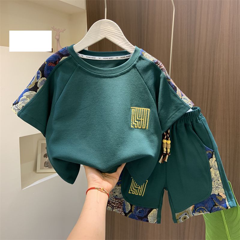 Boys' Street Blasting Summer Clothes Children's Short Sleeved Suits New Baby Summer T Shirt Shorts Two Piece Suits_viptrois.com