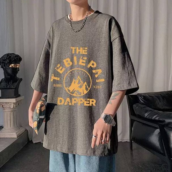 Teenage Large-size Men's Loose Summer Versatile Niche Printed Short-sleeved Shirt_viptrois.com