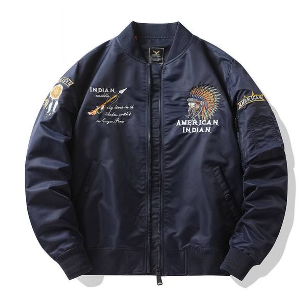 Men's Clothing Spring And Autumn Air Force MA1 Pilot Jacket Men's Heavy Embroidery Baseball Jacket Large Size Coat Workwear Trendy Embroidered Jacket_viptrois.com