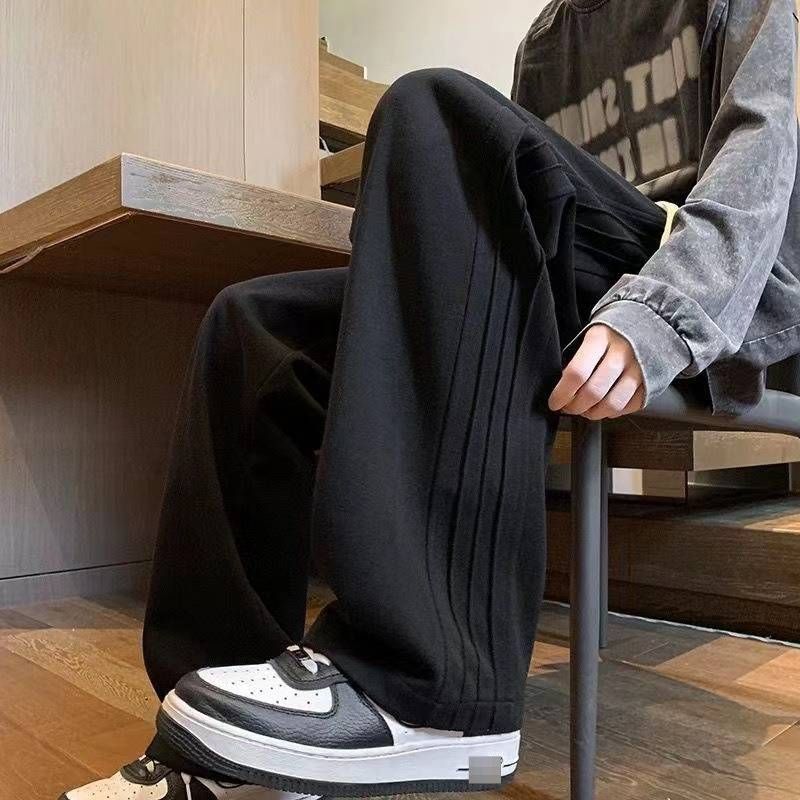 Men’s Fleece-Lined Casual Pants – Thickened Winter Trousers, Straight Fit, Black/Gray, Sizes M-4XL_viptrois.com