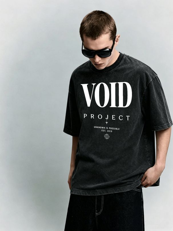 Men's Clothing Light Luxury T Shirt Short Sleeve VOID Globe Letter Printing Round Neck T-Shirts_viptrois.com