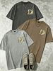 100% Cotton Washed Vintage Men's 3-Pack T-shirts Fairy Tale Pattern DI Monogram Print Crew Neck Short Sleeve Casual Tops In Gray Brown Light Gray_viptrois.com