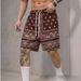 Men's Loose Athletic Shorts Street Style Paisley Print Trendy Casual Beach Pants Five Point Pants_viptrois.com