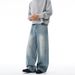 Men's Clothing & Archer0603 & American Style Blue Curved Blade Jeans For Men And Women, Washed, Three Dimensional Retro, Slimming Wide Leg Pants_viptrois.com