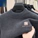 Loom Loom Mink Velvet Half Turtleneck Knitwear Men's Autumn Winter Trendy Embroidered Base Sweater Warm Loose Plus Size Inner Wear_viptrois.com